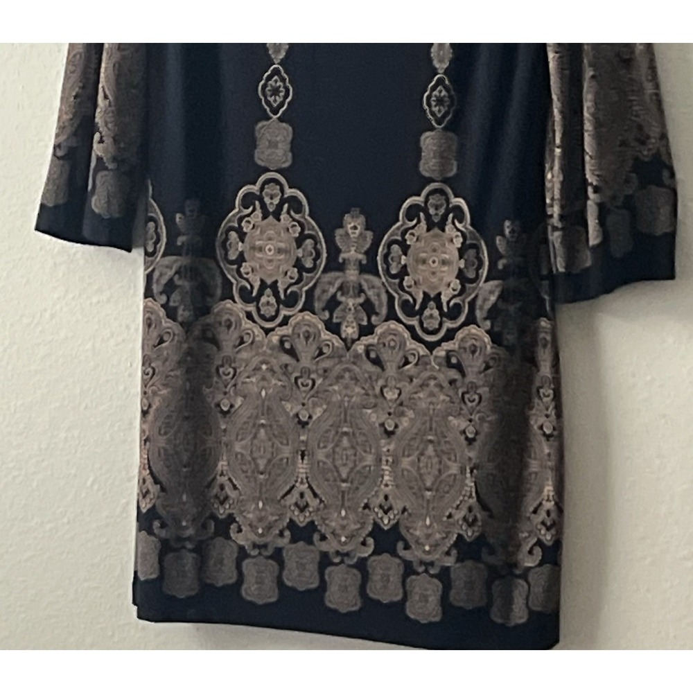 Enfocus Women's Paisley Border Print 3/4 Sleeve Shift Dress Size 12P - Picture 4 of 7